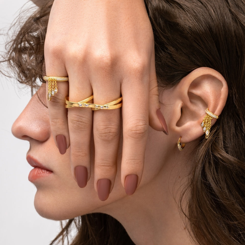 Crossed Eyes Double Ring
