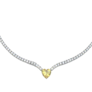 Silver Heart Tennis Necklace