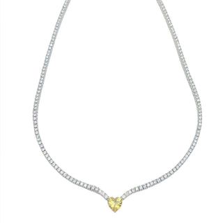 Silver Heart Tennis Necklace