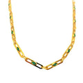 Elegant silver or gold-plated choker necklace with green stones from Selsela. 