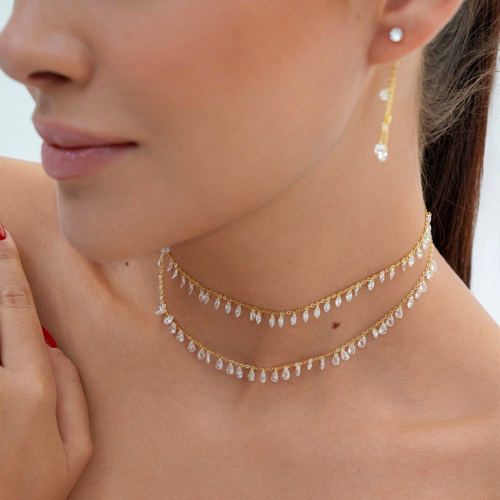 Pear Clear Stone Necklace