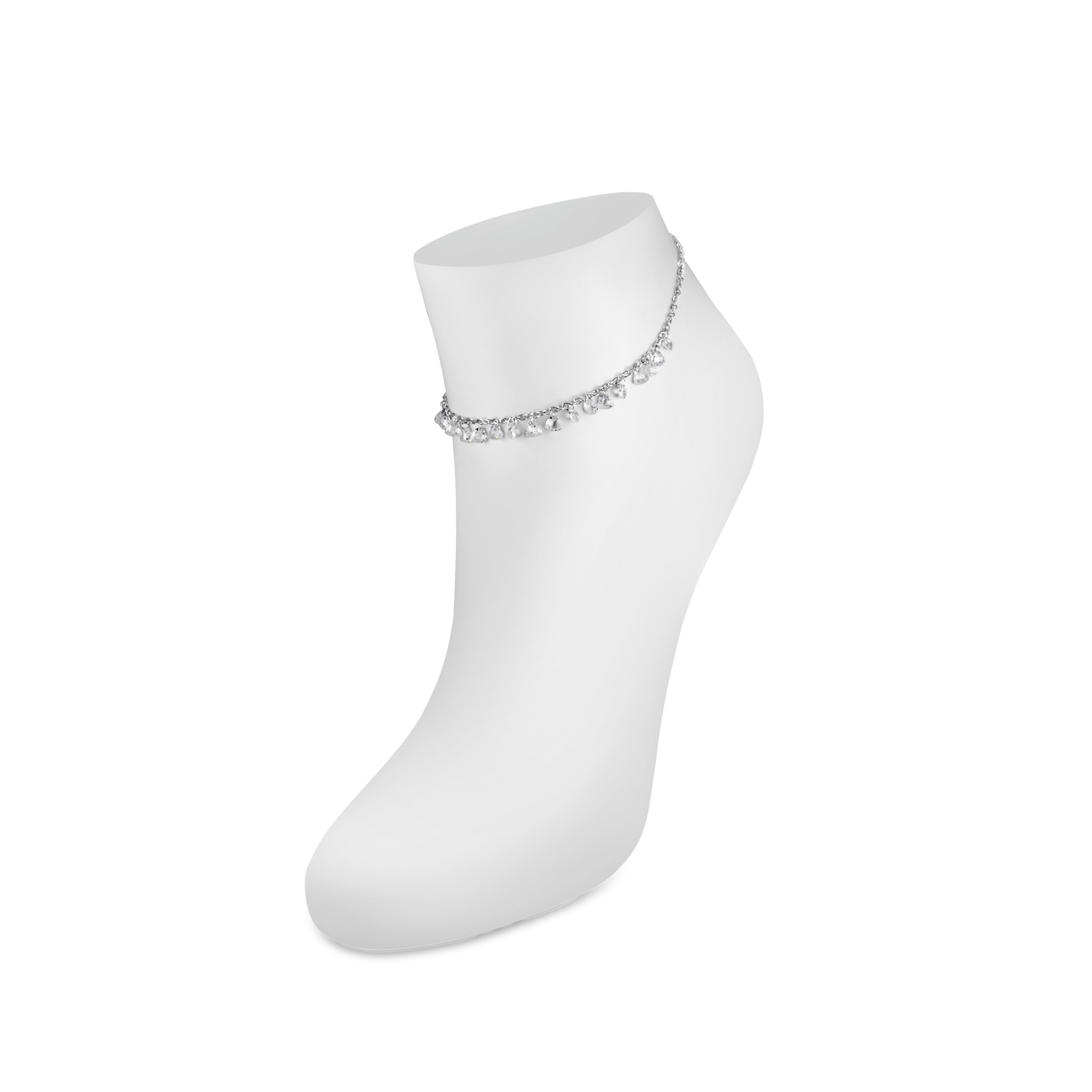 Clear Stone Heart Anklet