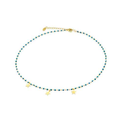 Blue Enamel Star Necklace