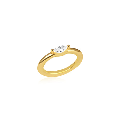 Almond Studded Pinky Ring