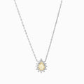 The elegant Reverie Necklace — a sophisticated silver jewelry piece, adorned with sparkling zircon stones and a radiant yellow centrepiece, is perfect for adding timeless charm 
and luxury to your style.