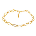 Elegant zircon choker necklace with gold plated finish.