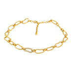 Elegant zircon choker necklace with gold plated finish.