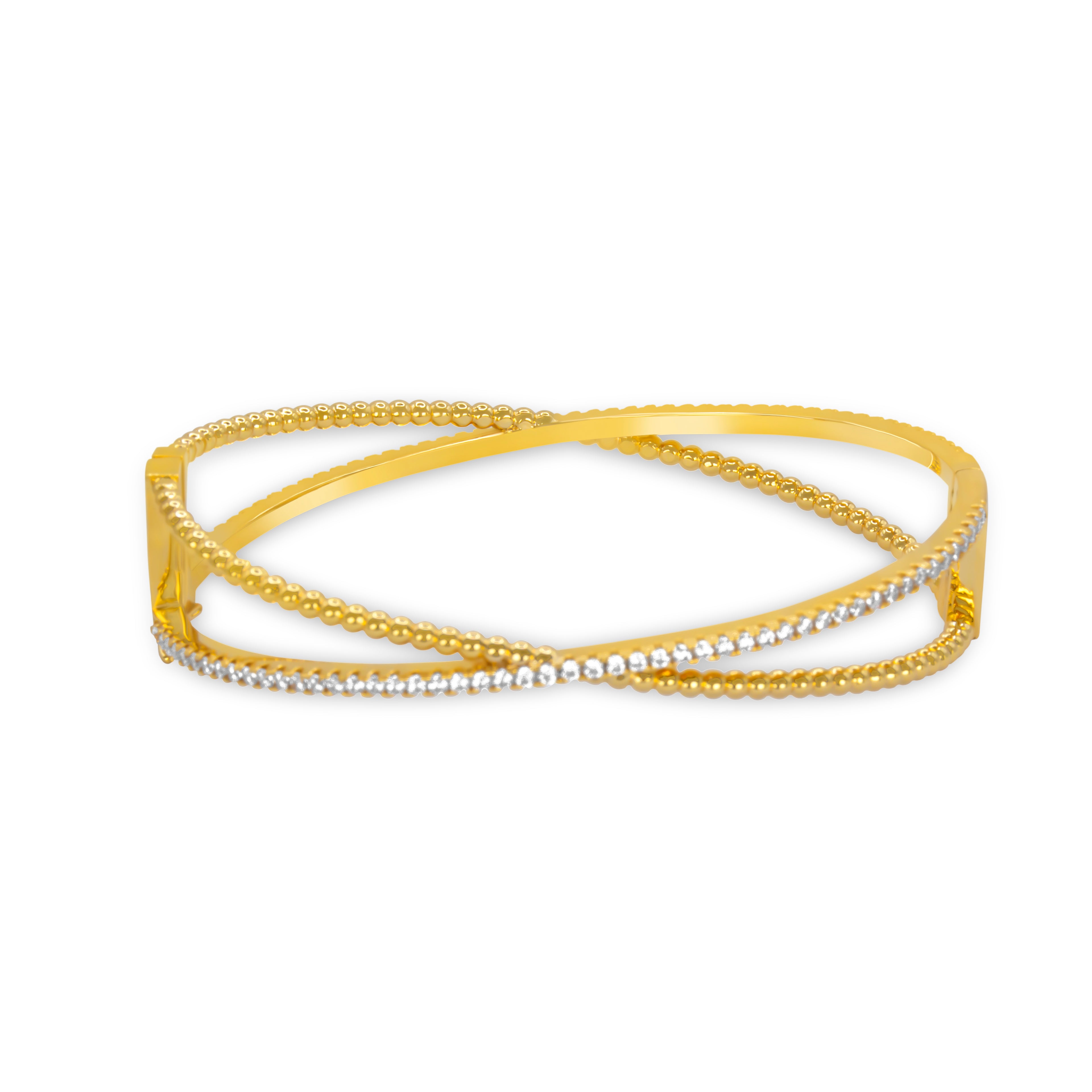 Elegant Cross bracelet with sparkling zircon stones on adjustable golden chain.