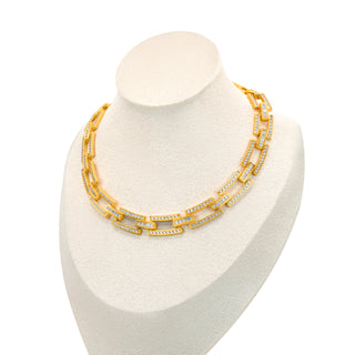 Elegant choker necklace gold plated with zircon stone from Selsela.