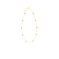 Mesmerizing gold plated chain necklace with small, black, round onyx stones, with variations in malachite, mother of pearl and turquoise.