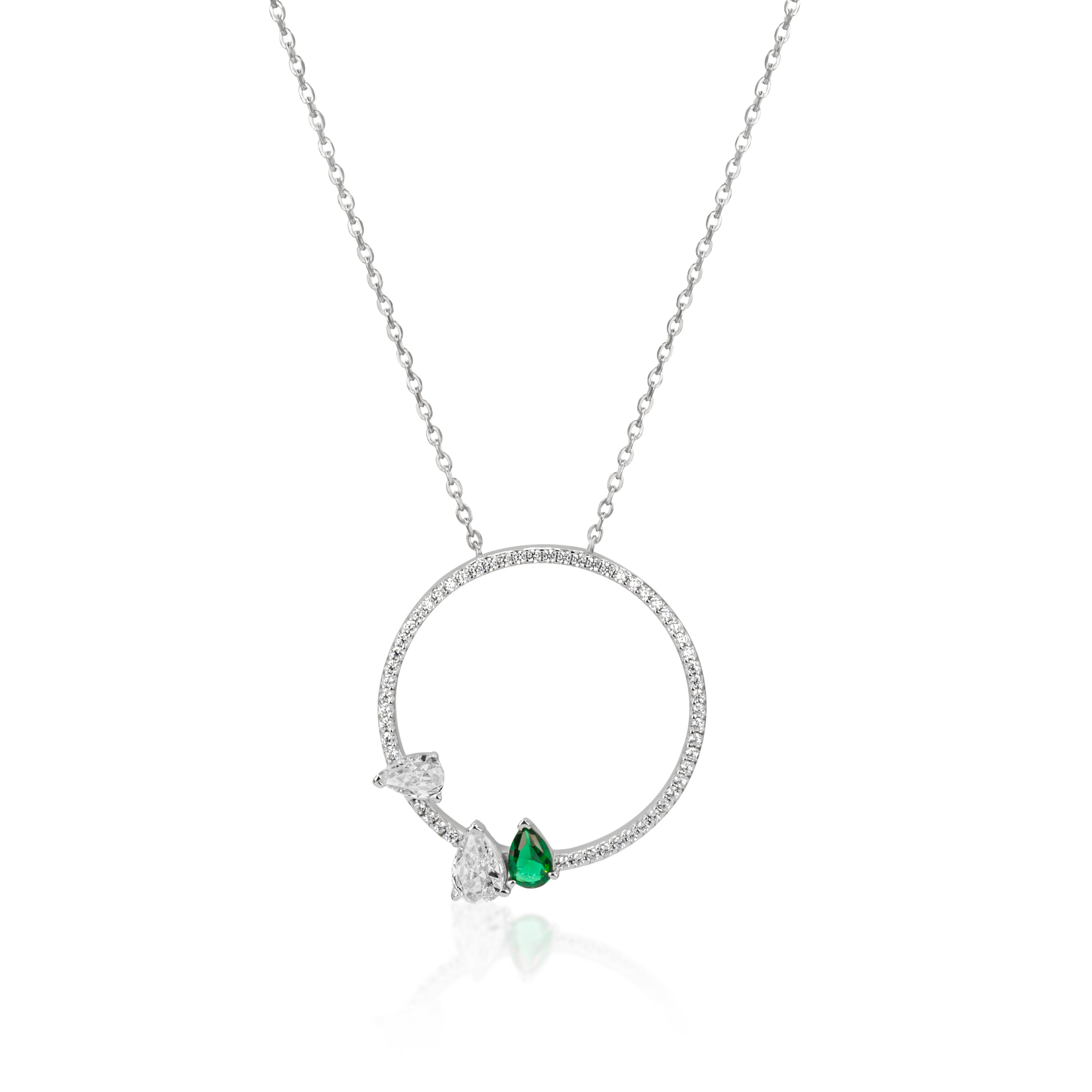 Embrace elegance with this stunning silver necklace from Selsela featuring a hollow circle pendant adorned with shimmering zircon stones. Perfect for everyday wear and special occasions, this versatile piece combines timeless sophistication with modern style, adding a refined sparkle to any outfit. 