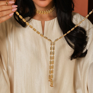 Elongated Oval Dakka Long Necklace