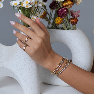 Almond Studded Pinky Ring