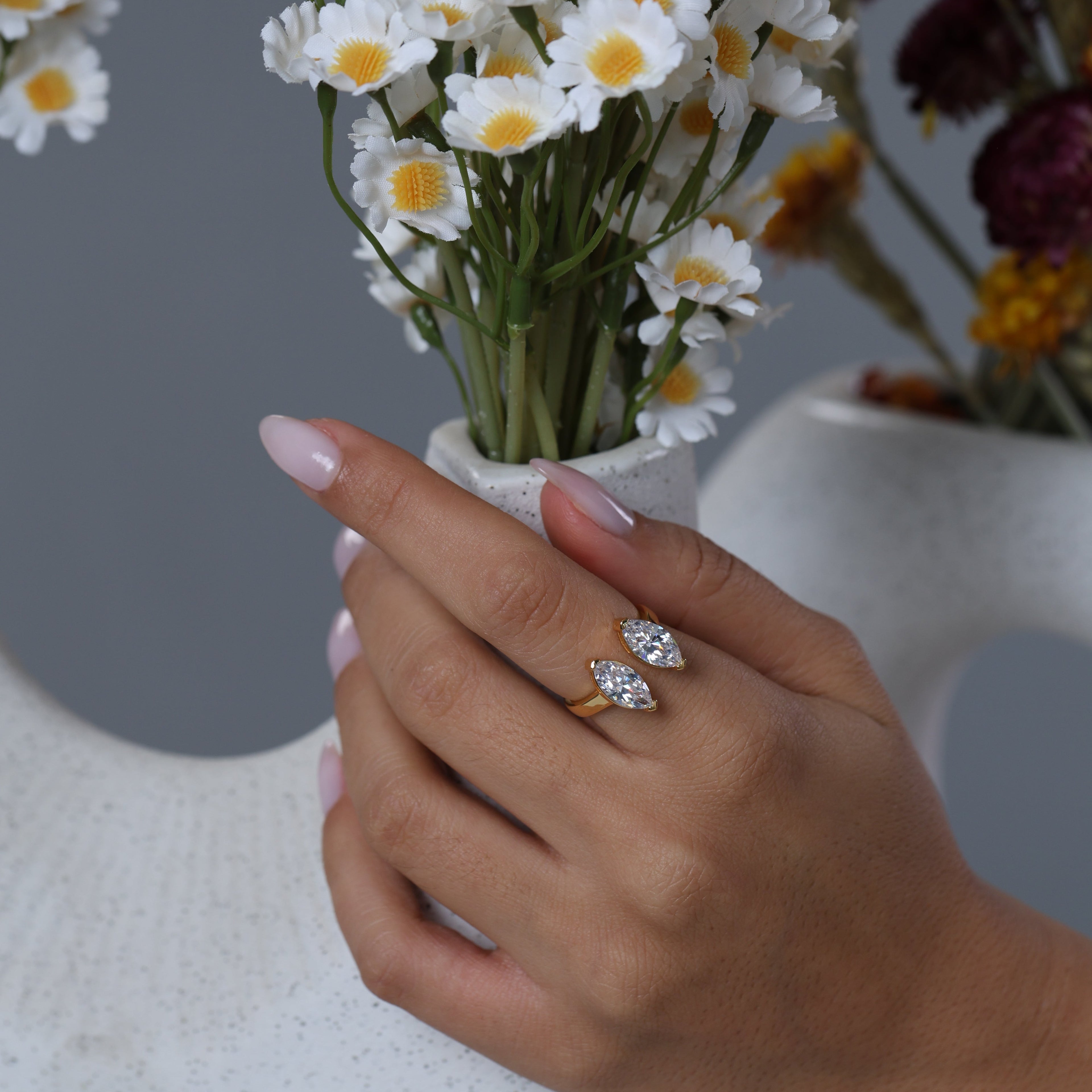 Two Stone Elongated Ring