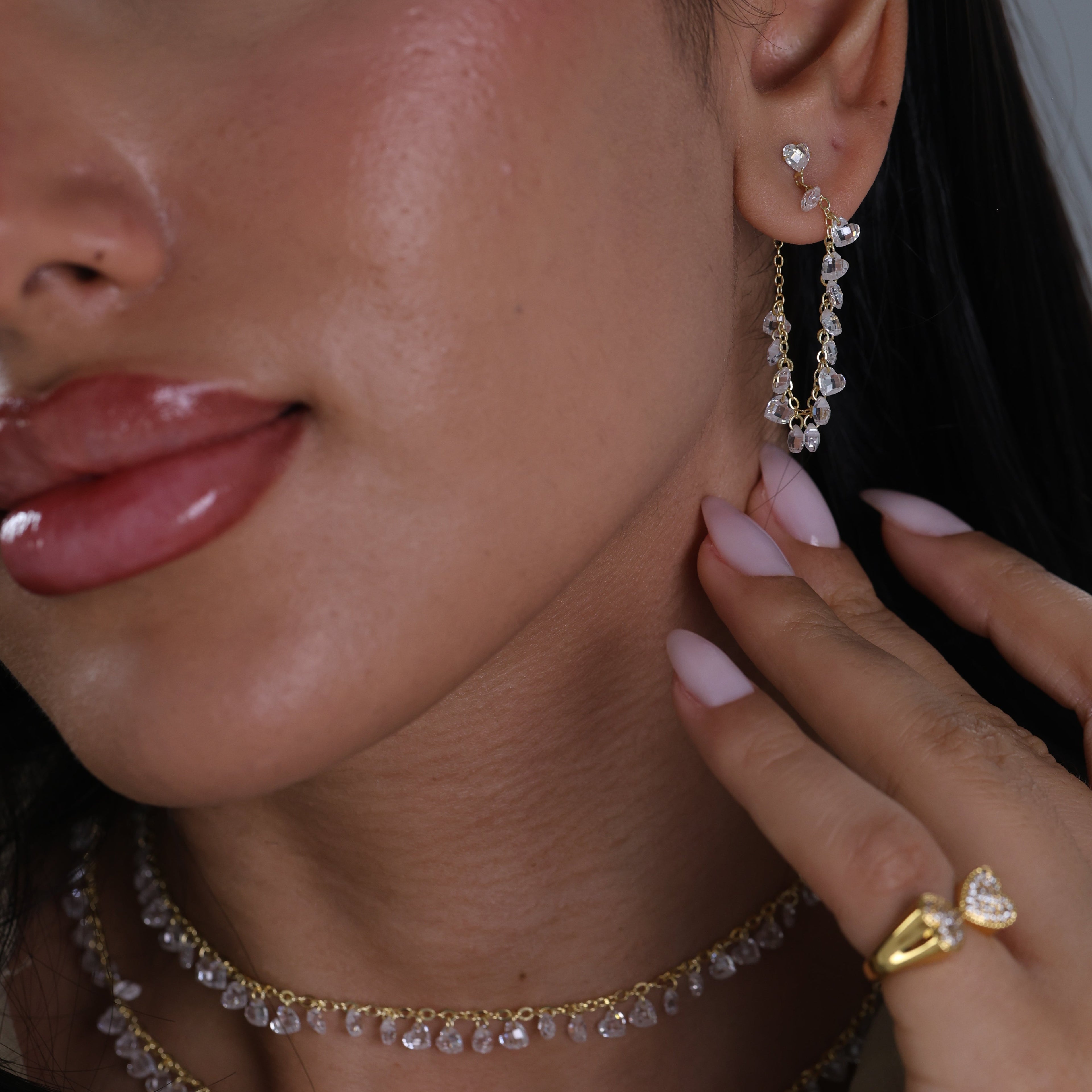Clear Stone Hoop Earrings