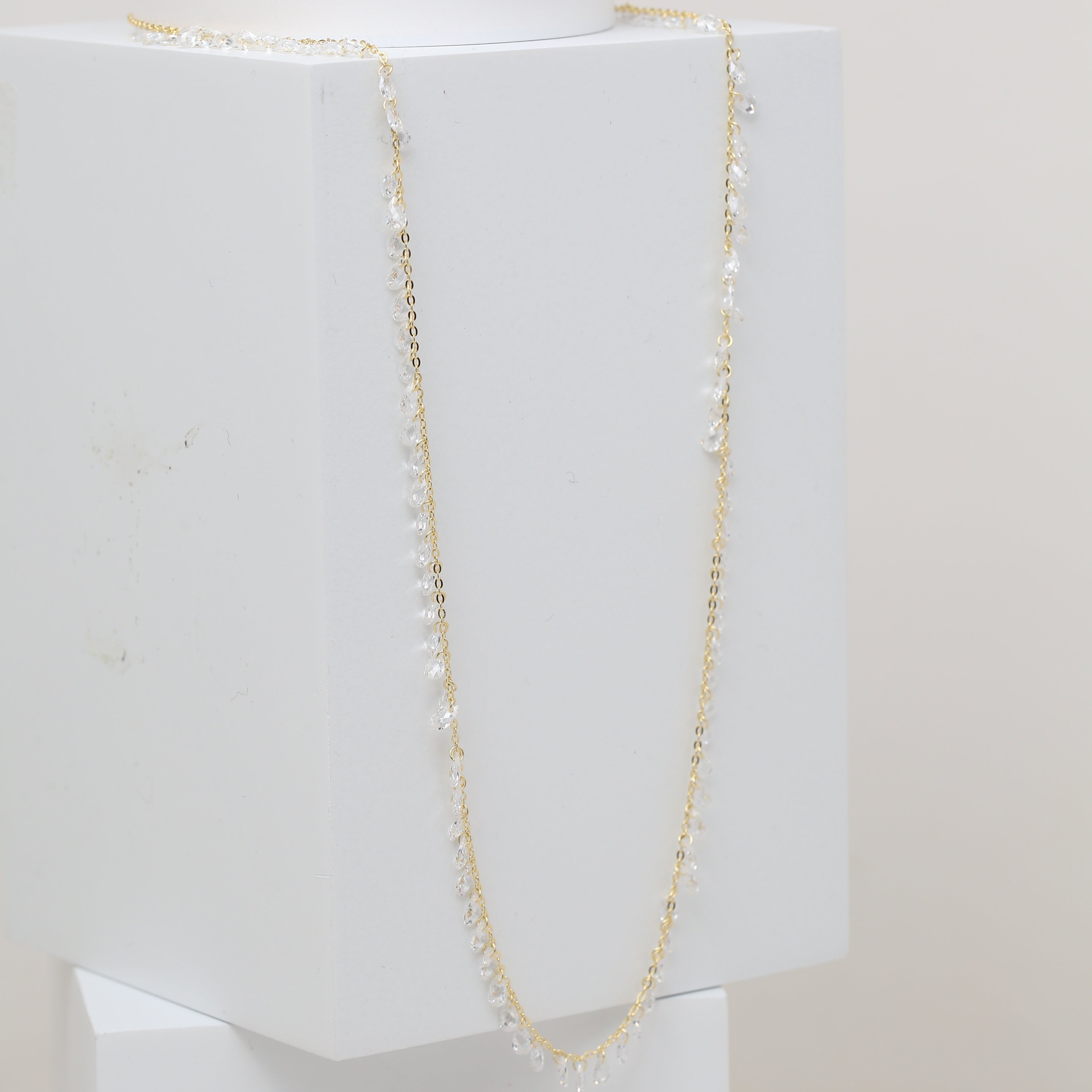 Long Clear Stone Pear Necklace