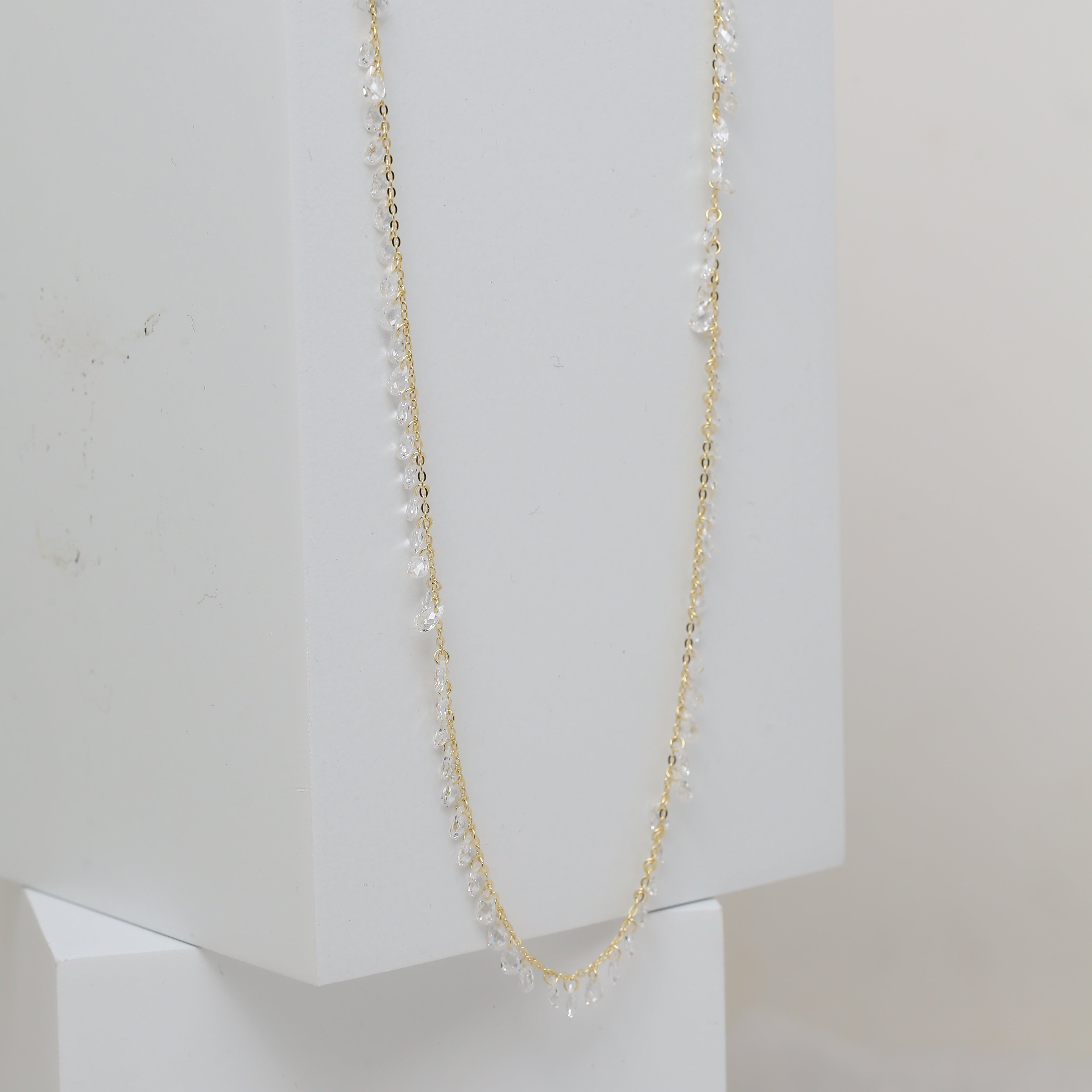 Long Clear Stone Pear Necklace