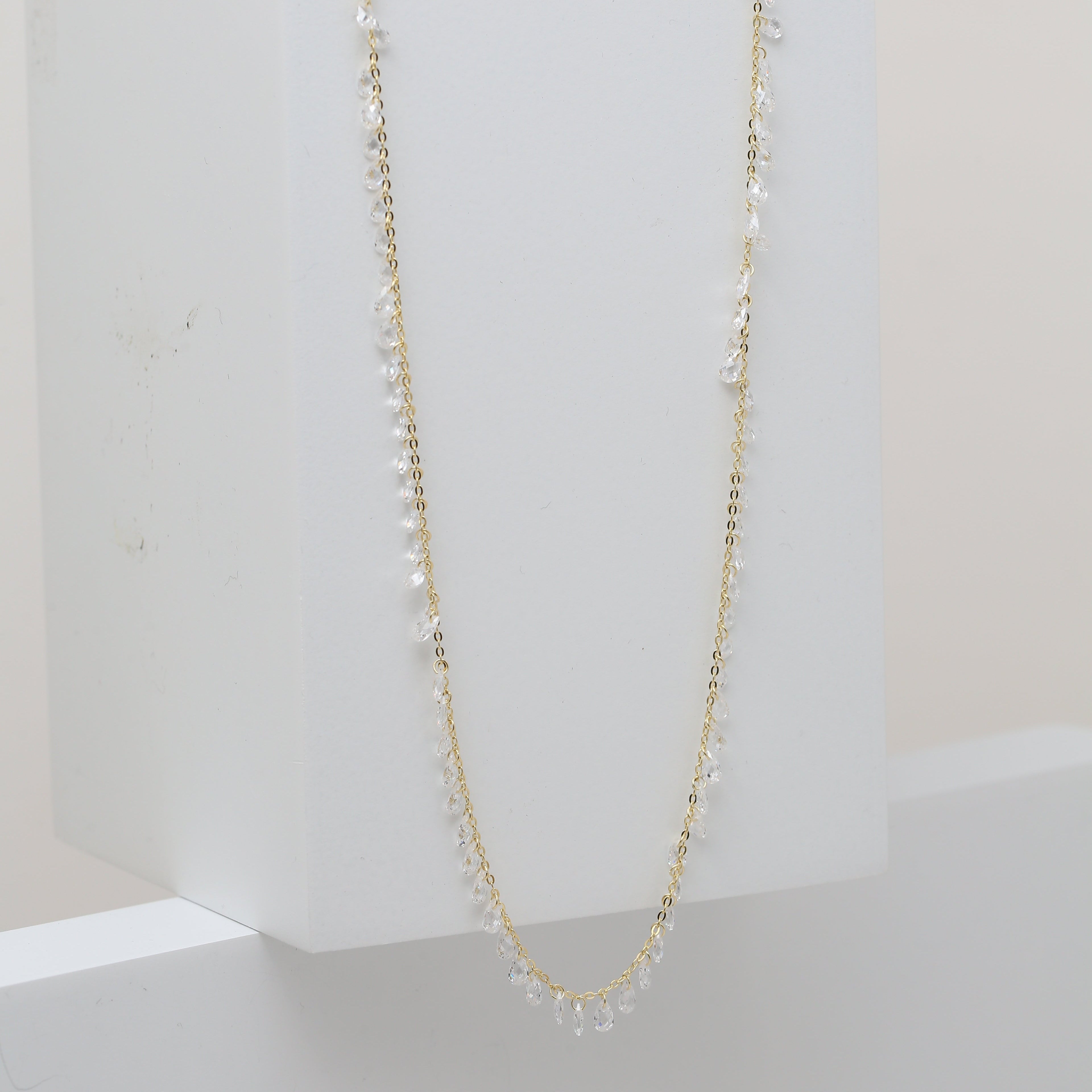 Long Clear Stone Pear Necklace