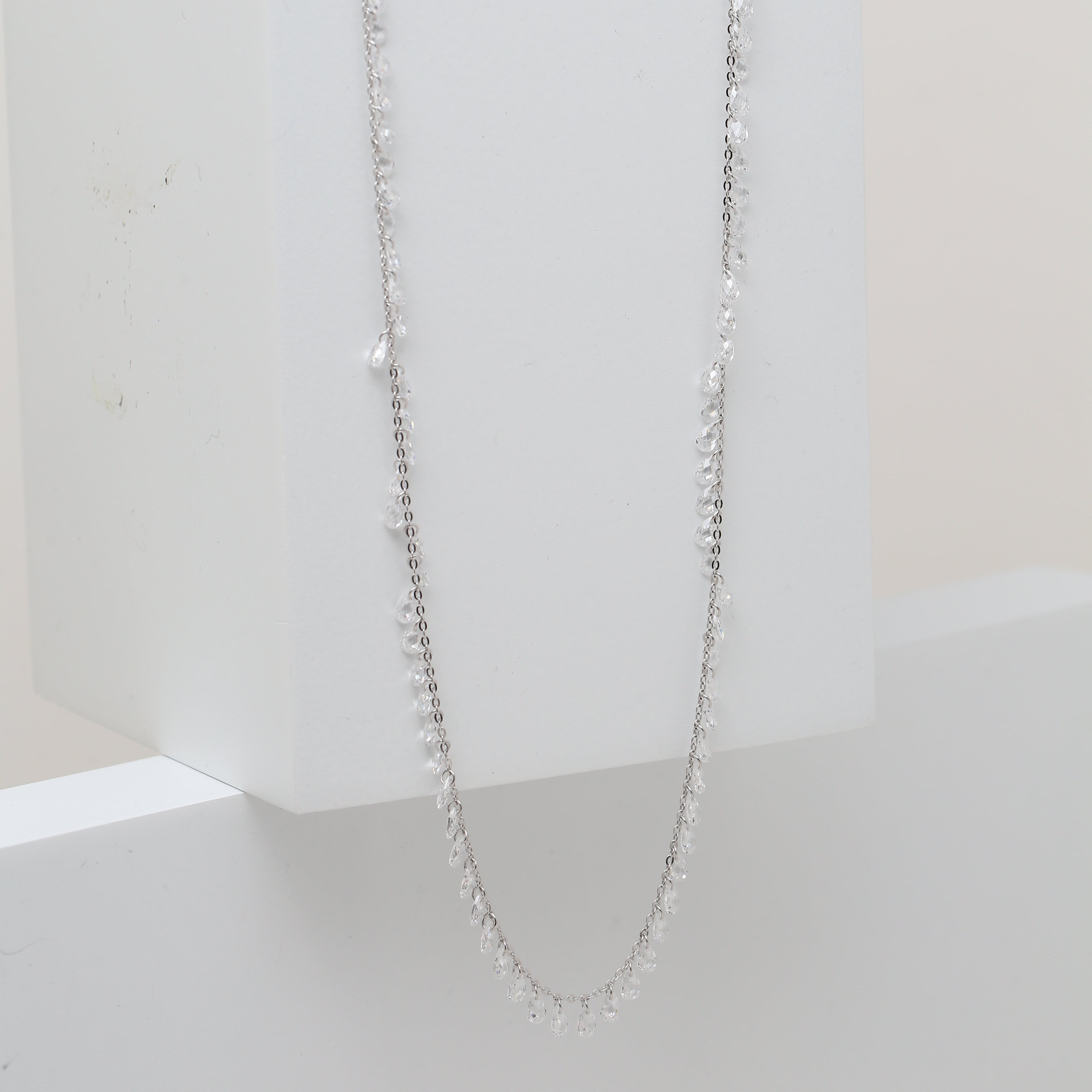 Long Clear Stone Pear Necklace
