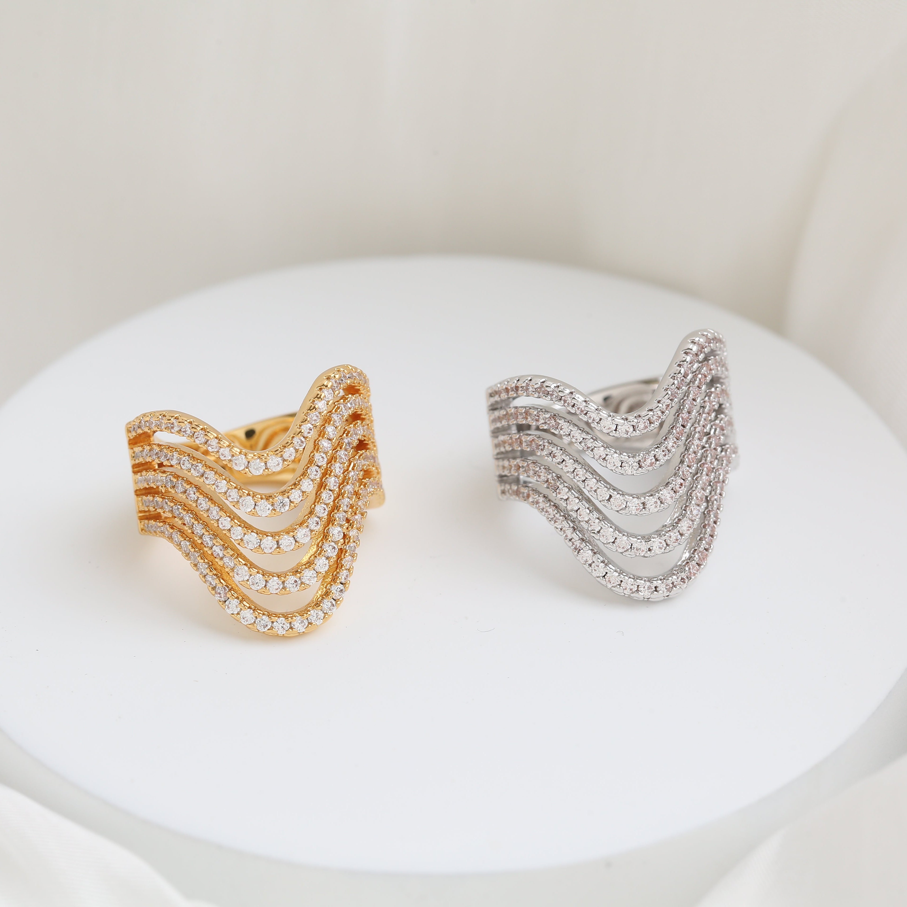 Multiple Wave Pinky Ring