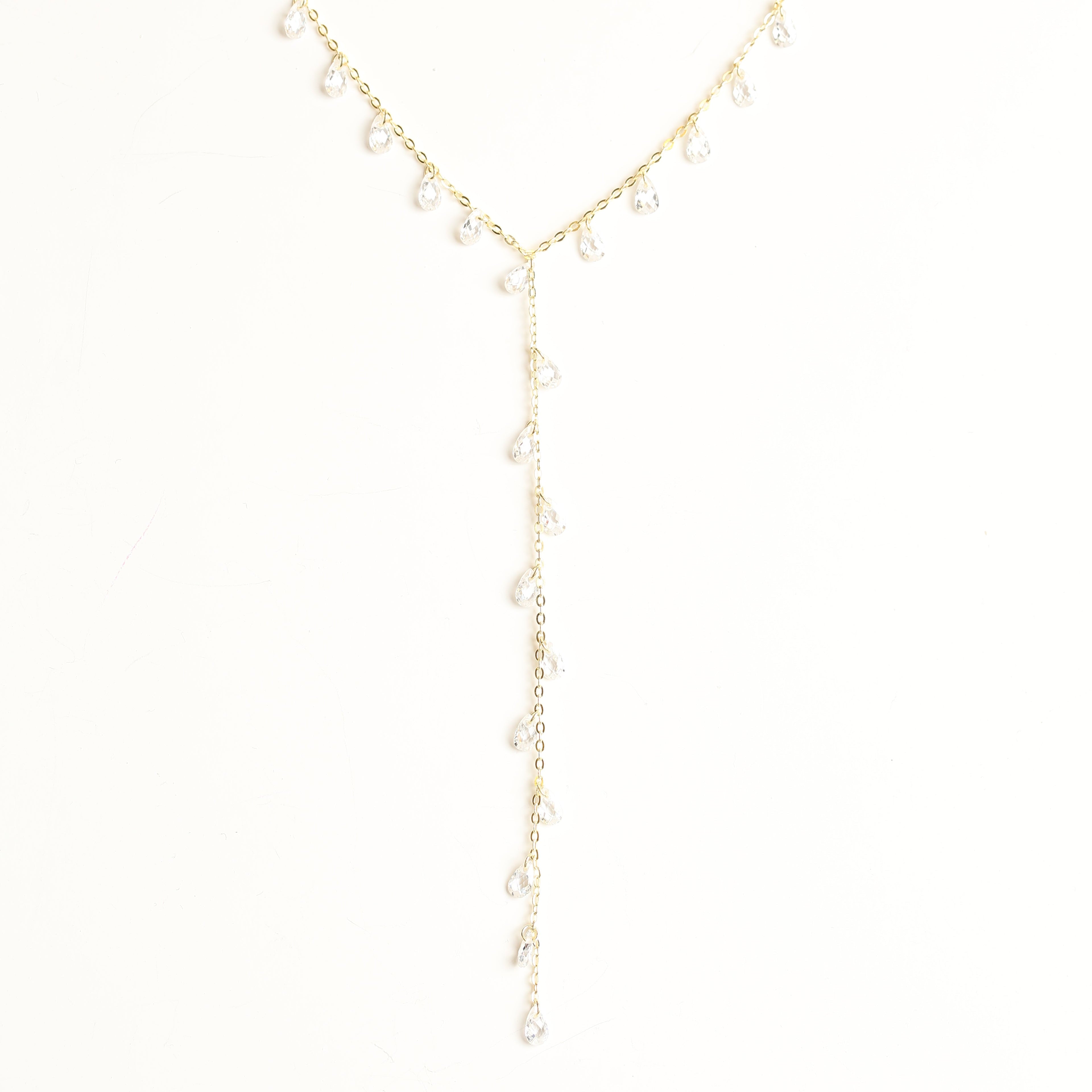 Clear Stone Pair Y-Necklace