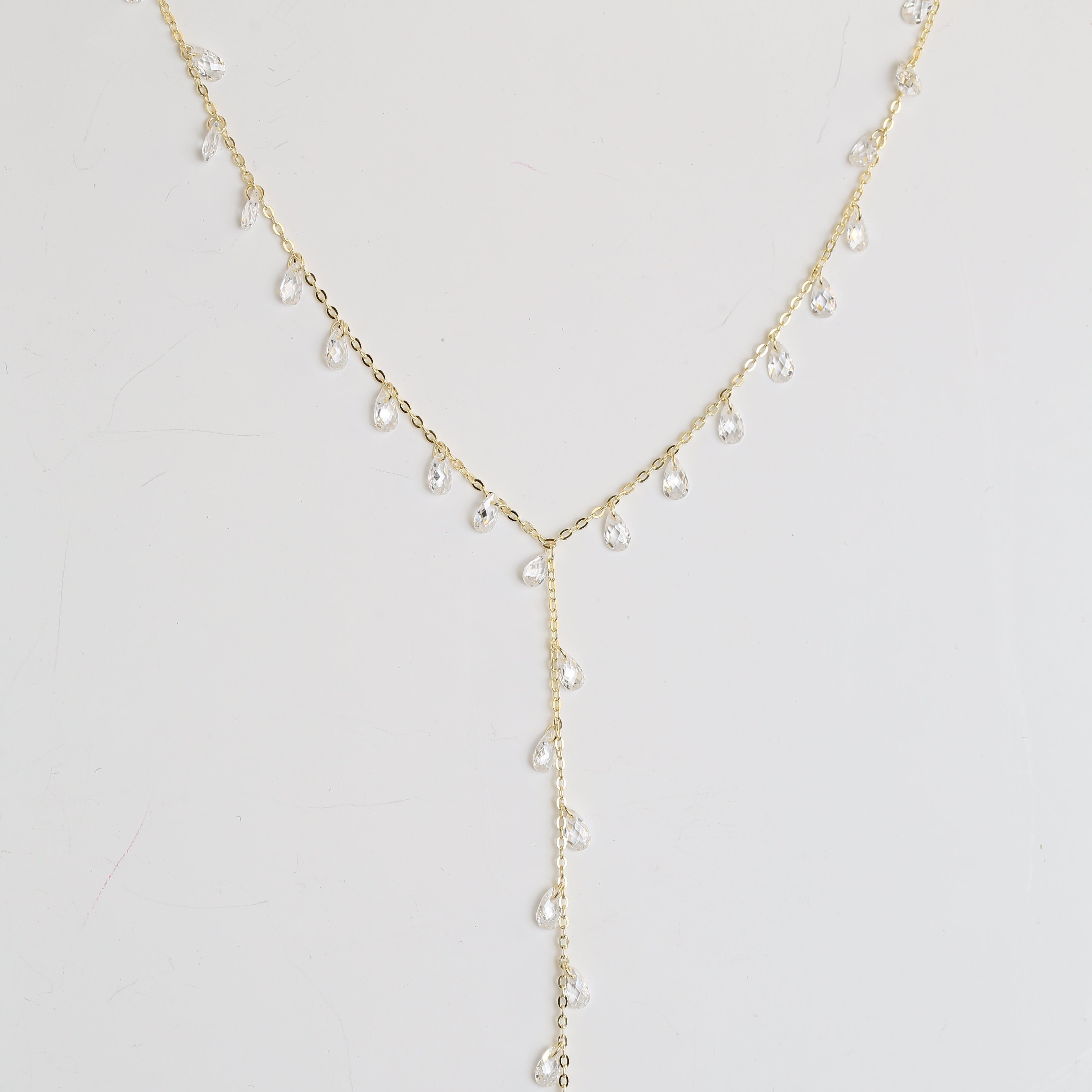 Clear Stone Pair Y-Necklace