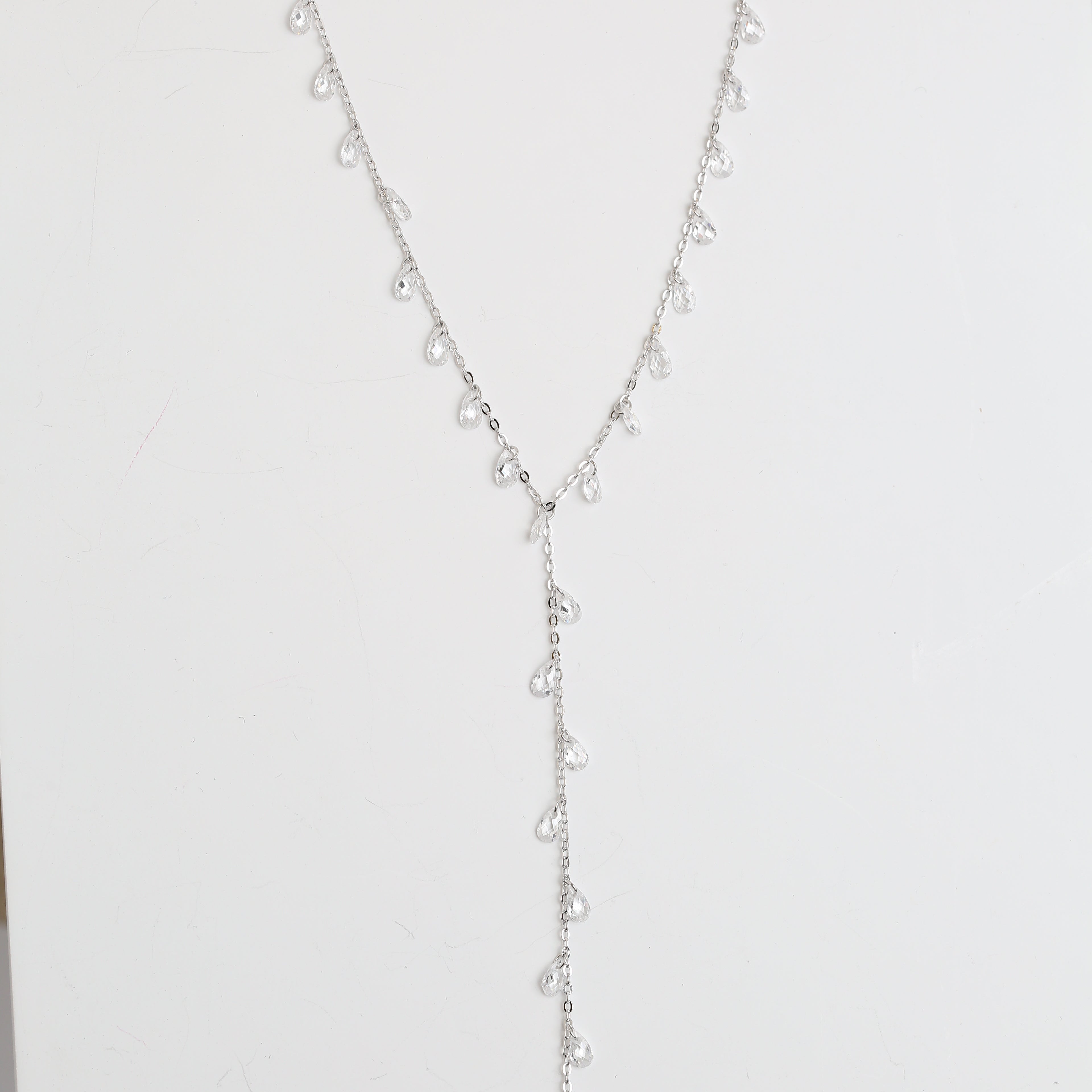 Clear Stone Pair Y-Necklace