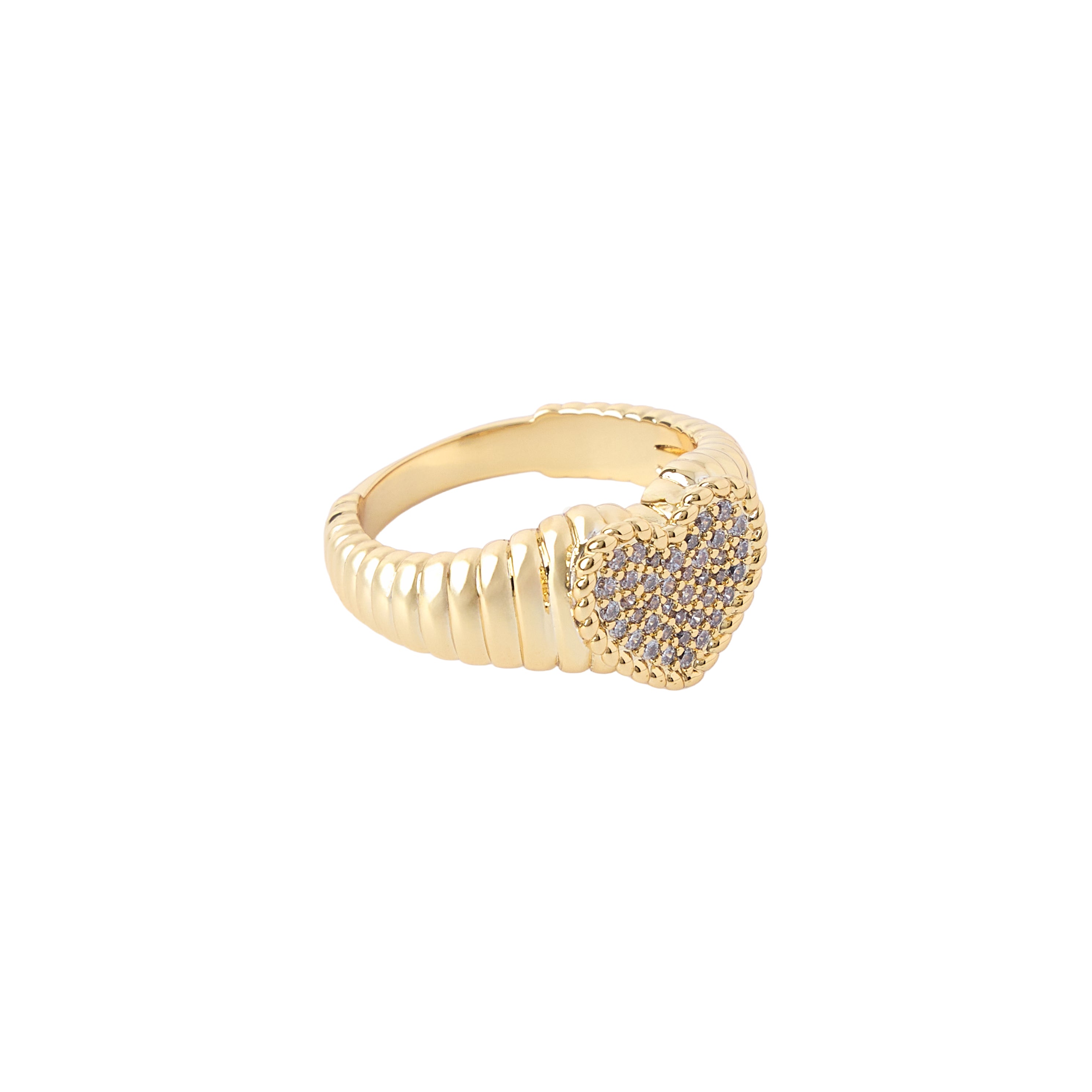 Ribbed Heart Pinky Ring