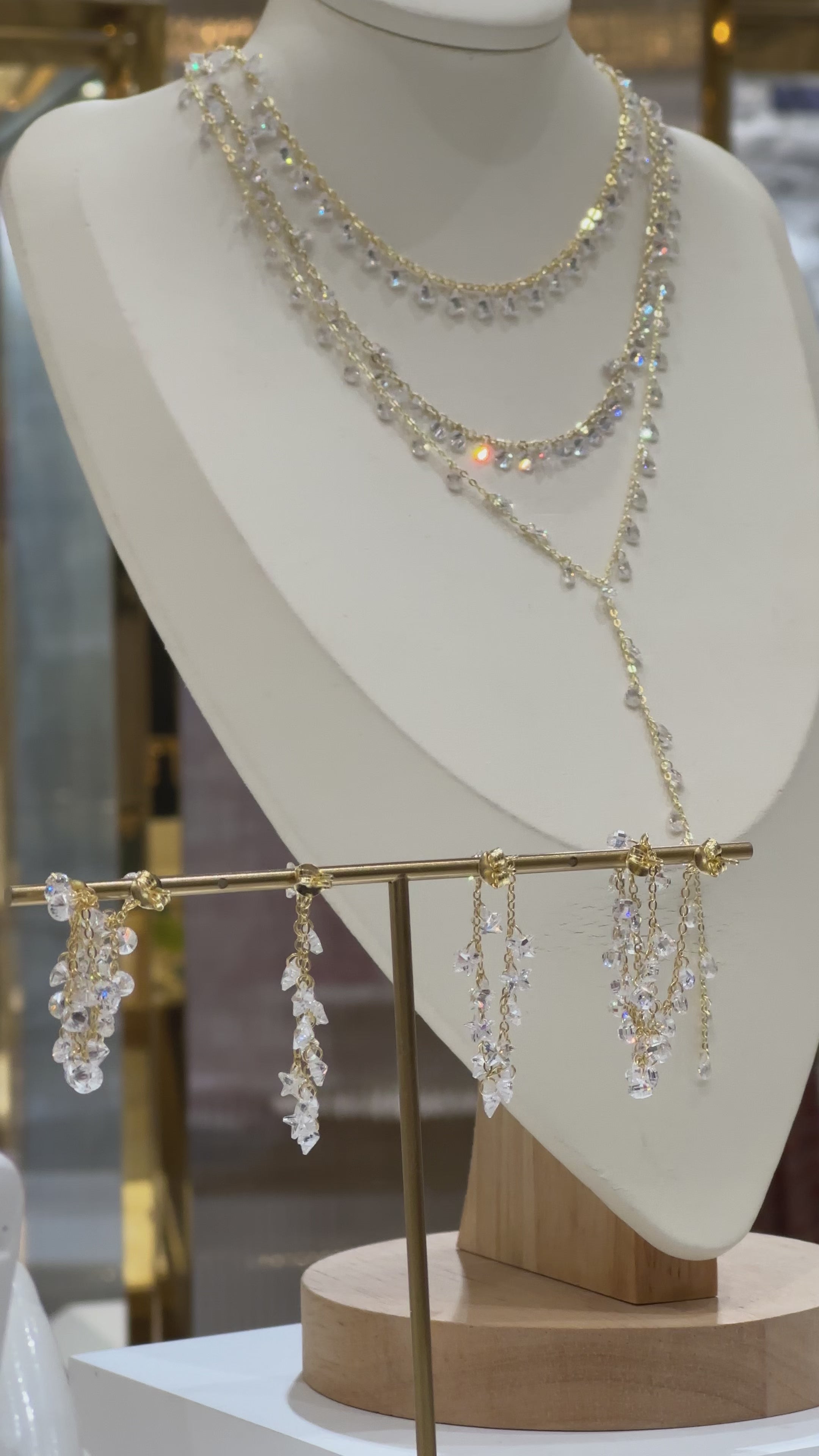 Clear Stone Pair Y-Necklace